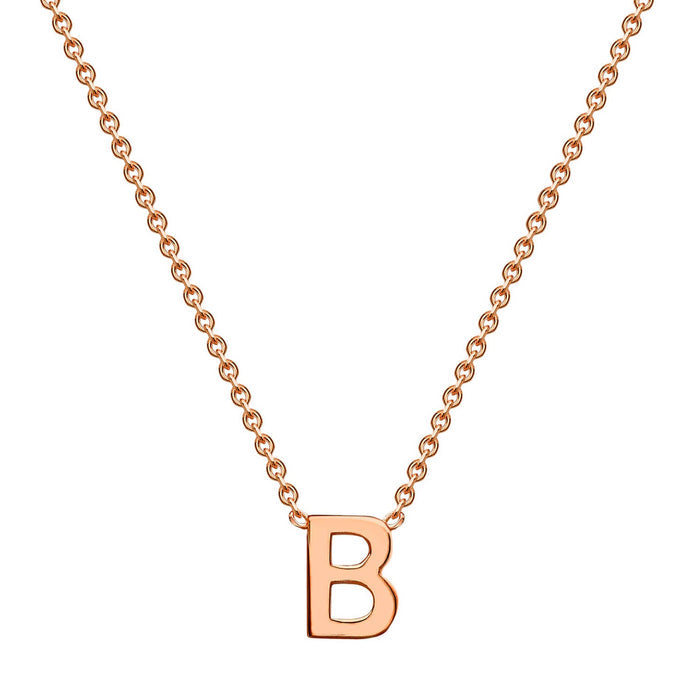 9K Rose Gold 'B' Initial Adjustable Letter Necklace 38/43cm