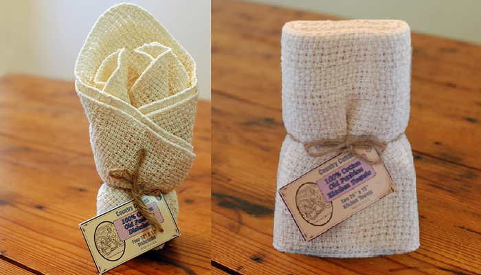 Cotton Kitchen Towel 2pk and Dishcloth 4pk USA Made by Country Cottons