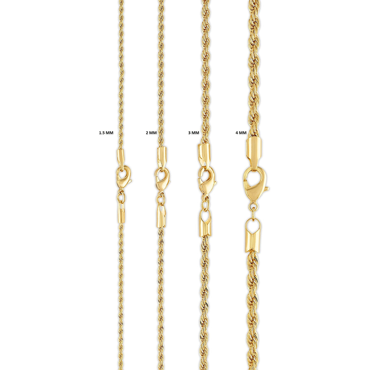 18k Gold Plated Rope Bracelets (multiple thickness available)