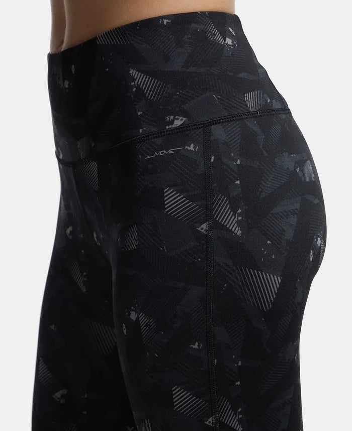 Microfiber Elastane Performance 7/8th Leggings with Broadwaistband & Back Pocket - Black print-7