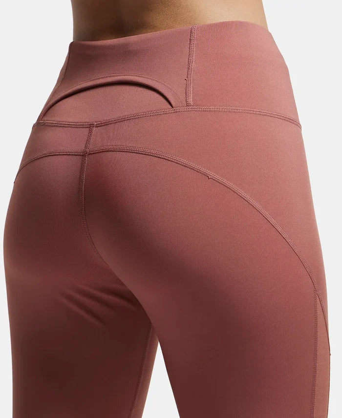 Microfiber Elastane Slim Fit Capri with Back Waistband Pocket - Withered Rose-8