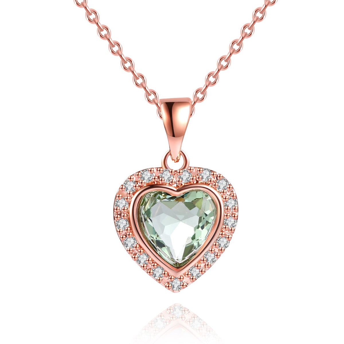 18K Rose Gold Plated Crystal Heart Necklace