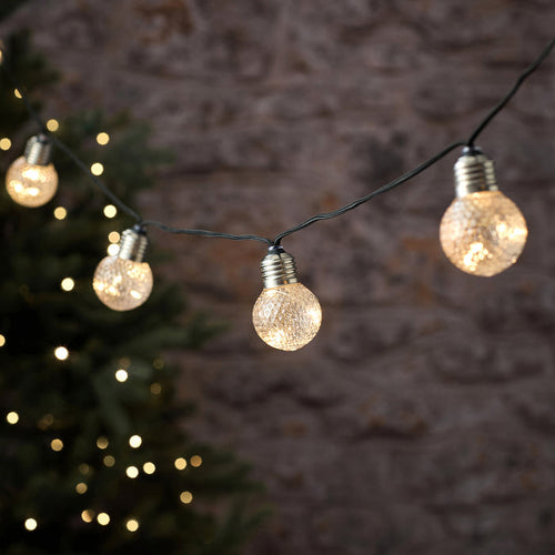 10 Faceted Globe Festoon Outdoor Micro LED Lights