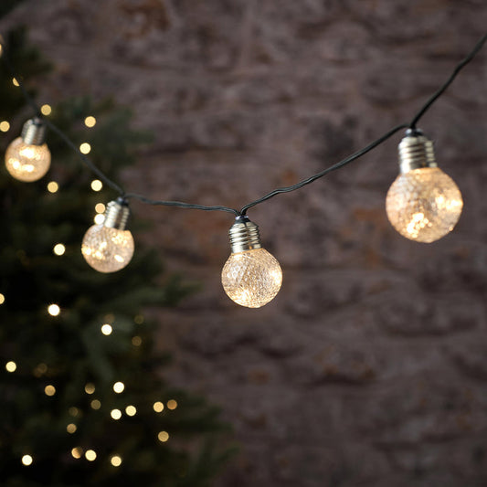 10 Faceted Globe Festoon Outdoor Micro LED Lights