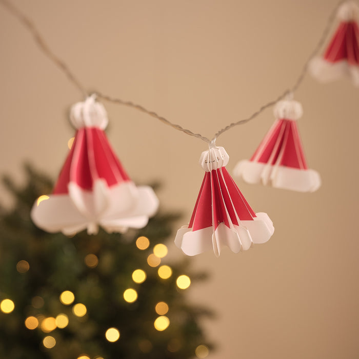 10 Paper Santa Hat Fairy Lights