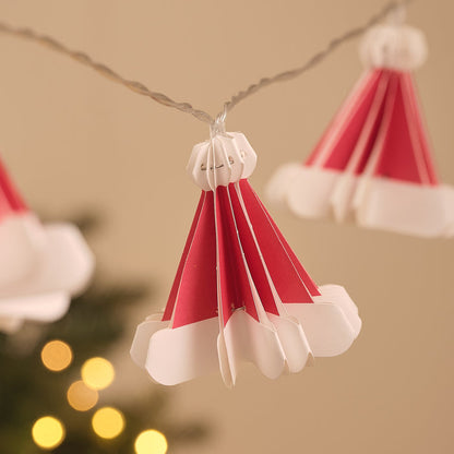 10 Paper Santa Hat Fairy Lights