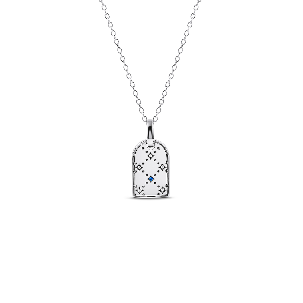 Mini Monogram Birthstone Tag Necklace (Silver)
