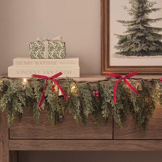 1.5m Pre Lit Ribbons & Bells Christmas Garland