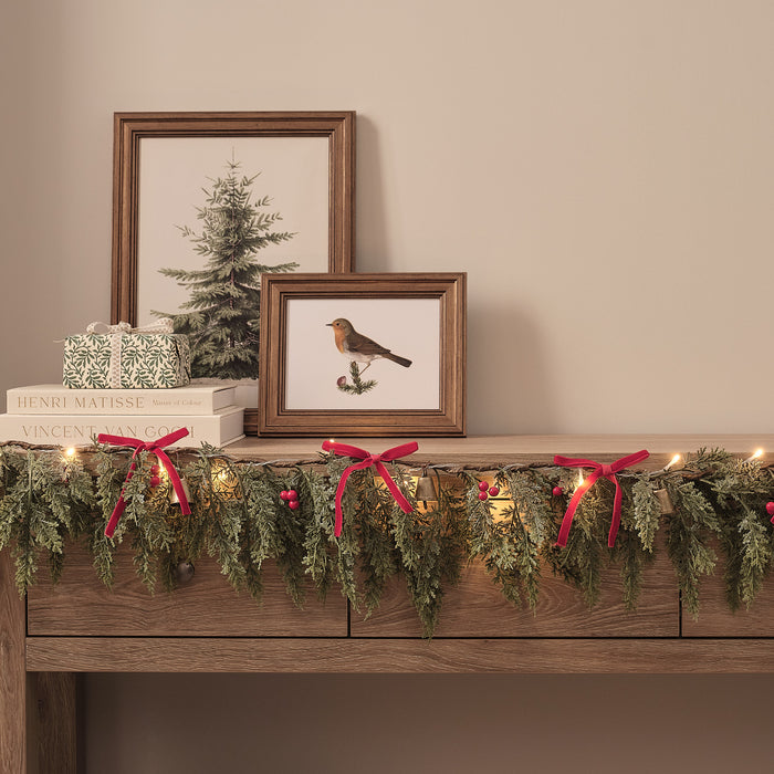 1.5m Pre Lit Ribbons & Bells Christmas Garland