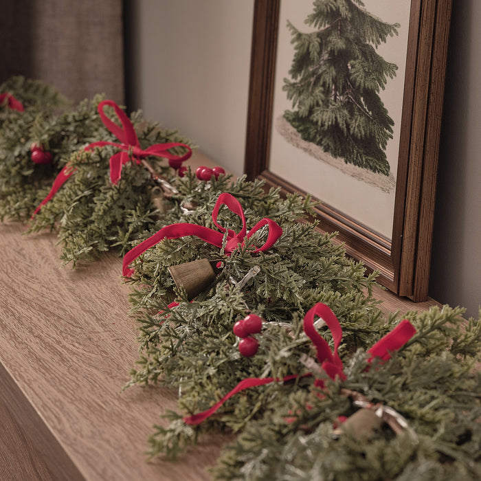1.5m Pre Lit Ribbons & Bells Christmas Garland