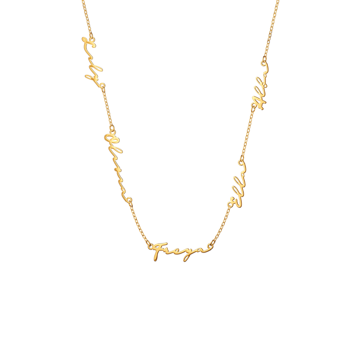 Multi Signature Name Necklace (Gold)