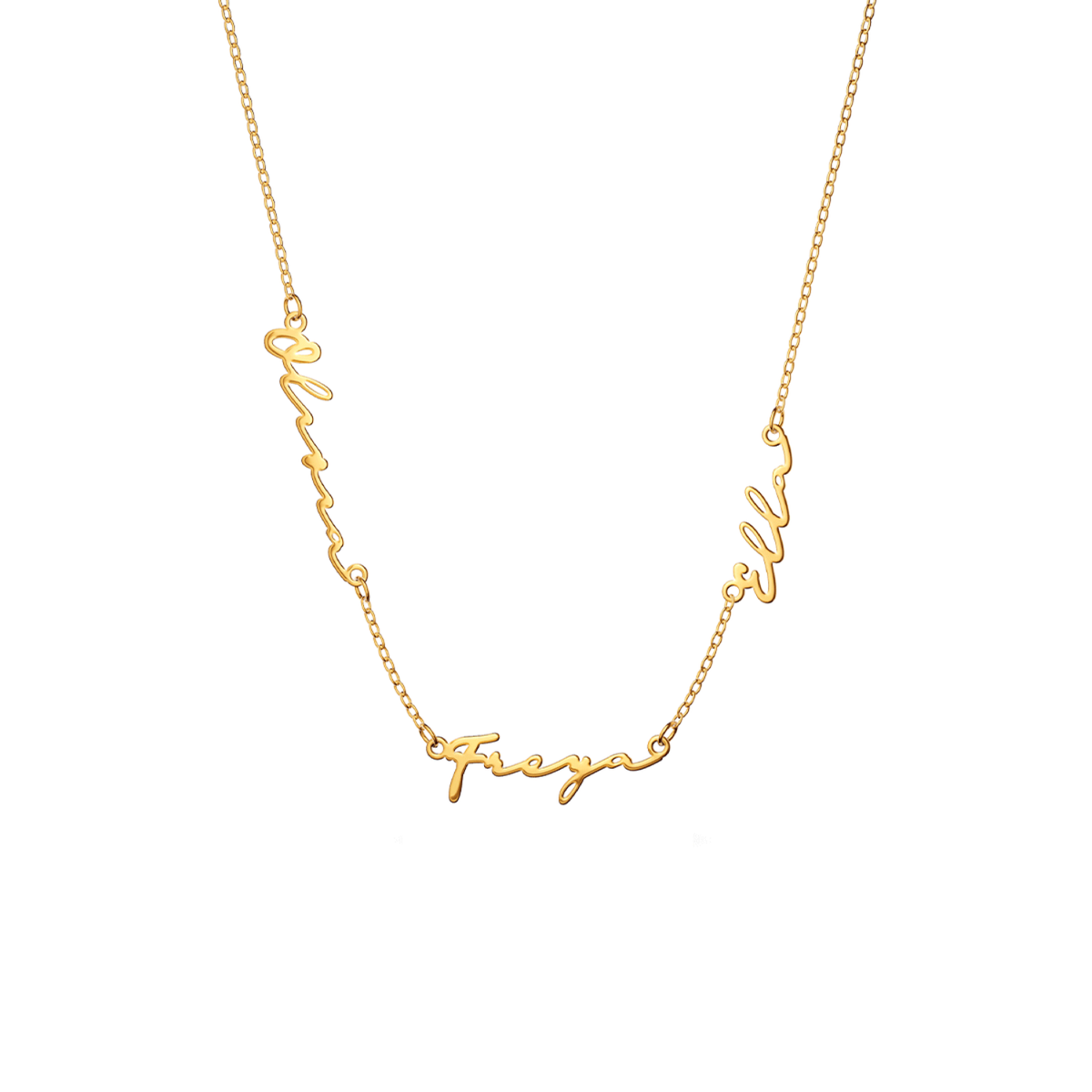 Multi Signature Name Necklace (Gold)