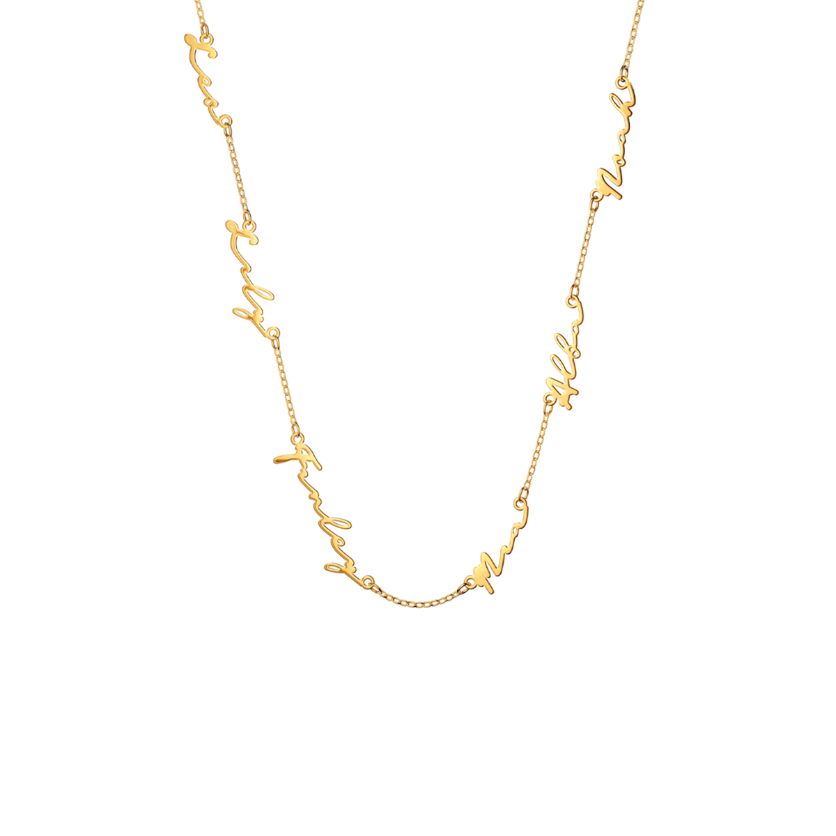 Multi Signature Name Necklace (Gold)