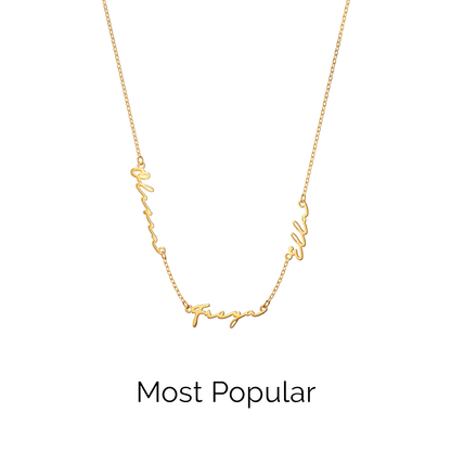Multi Signature Name Necklace (Gold)
