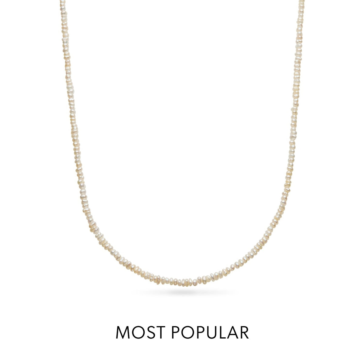 Layering Mini Pearl Beaded Chain Necklace (Silver)