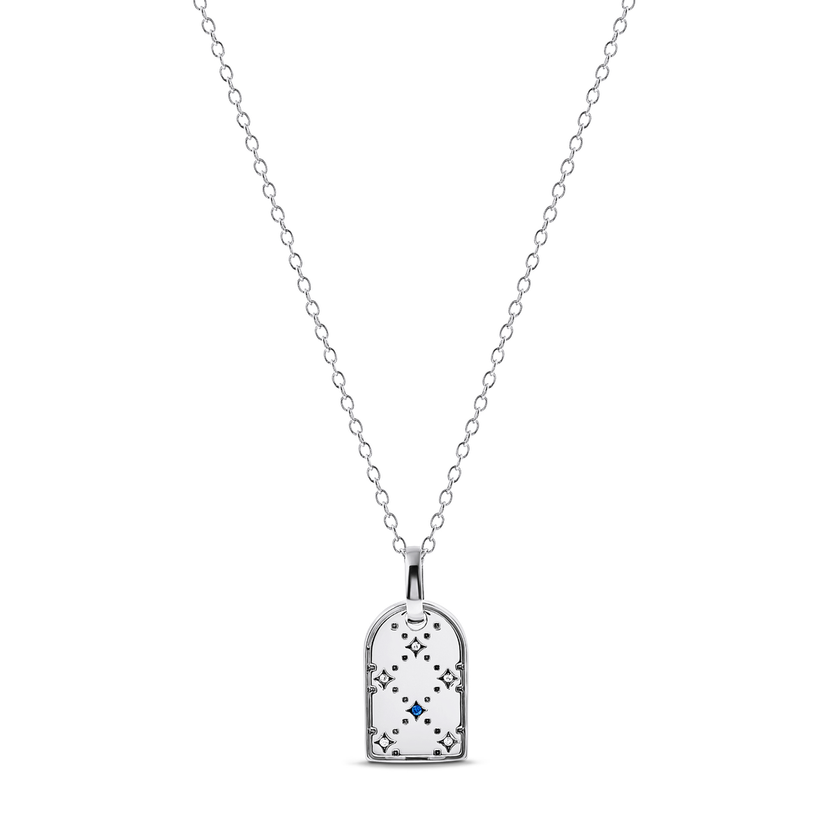 Mini Monogram Birthstone Tag Necklace (Silver)