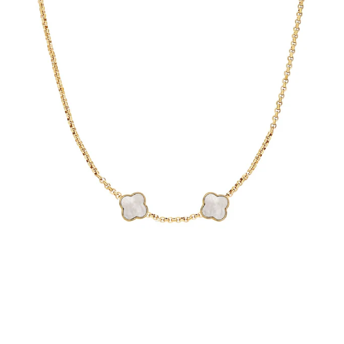 Pearl Clover Custom Name Necklace (Gold)