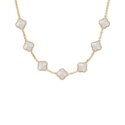 Pearl Clover Custom Name Necklace (Gold)