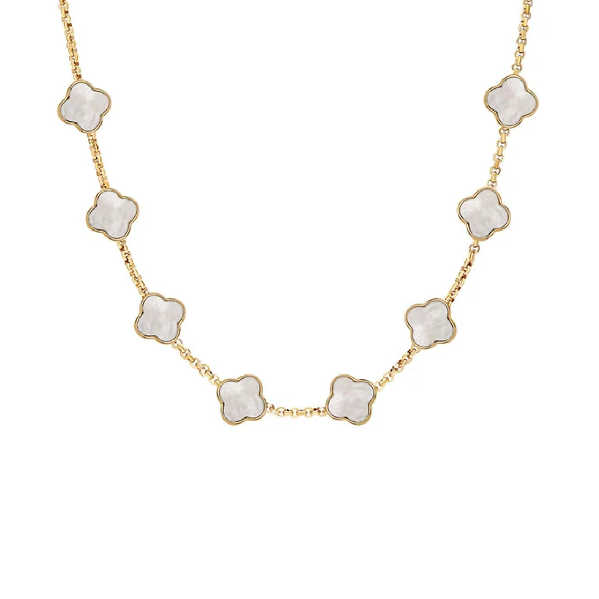 Pearl Clover Custom Name Necklace (Gold)