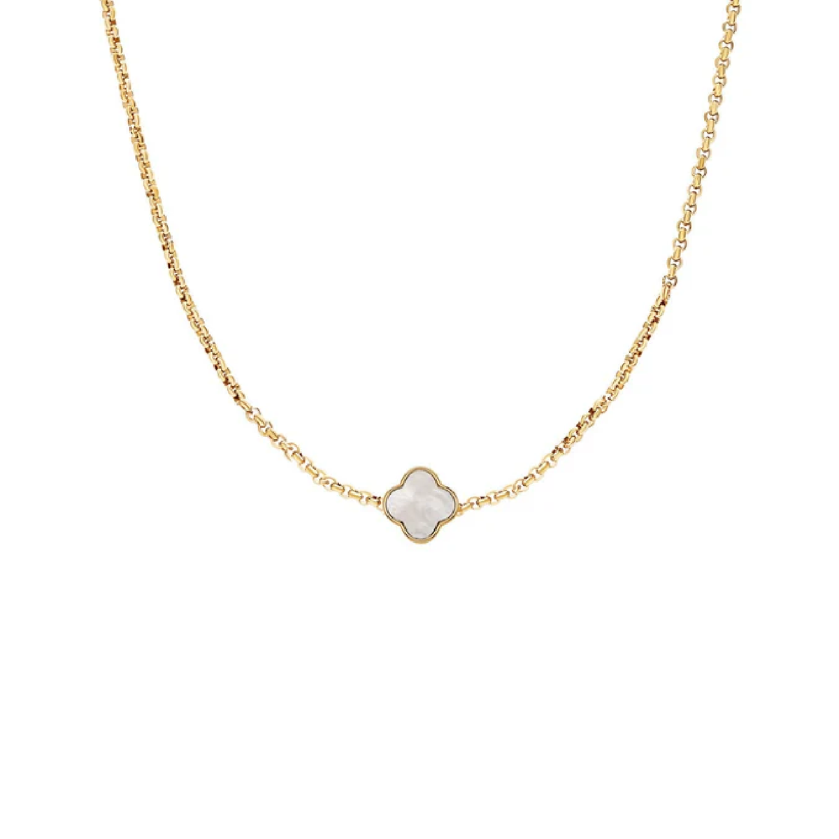 Pearl Clover Custom Name Necklace (Gold)