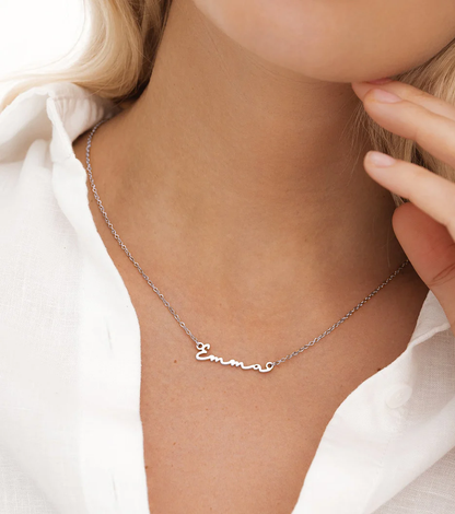 Matching 'Mini & Me' Signature Name Necklace Set (Silver)