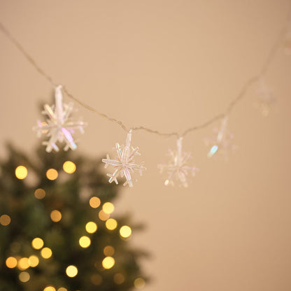20 Iridescent Snowflake LED Fairy Lights