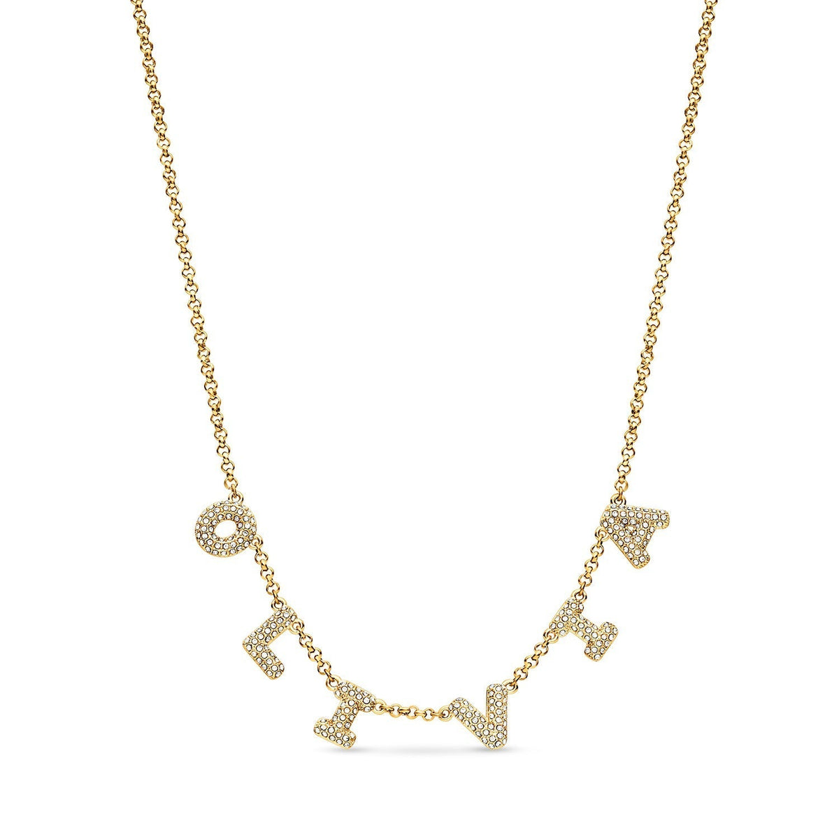 Spotlight Pave Bubble Name Necklace (Gold)
