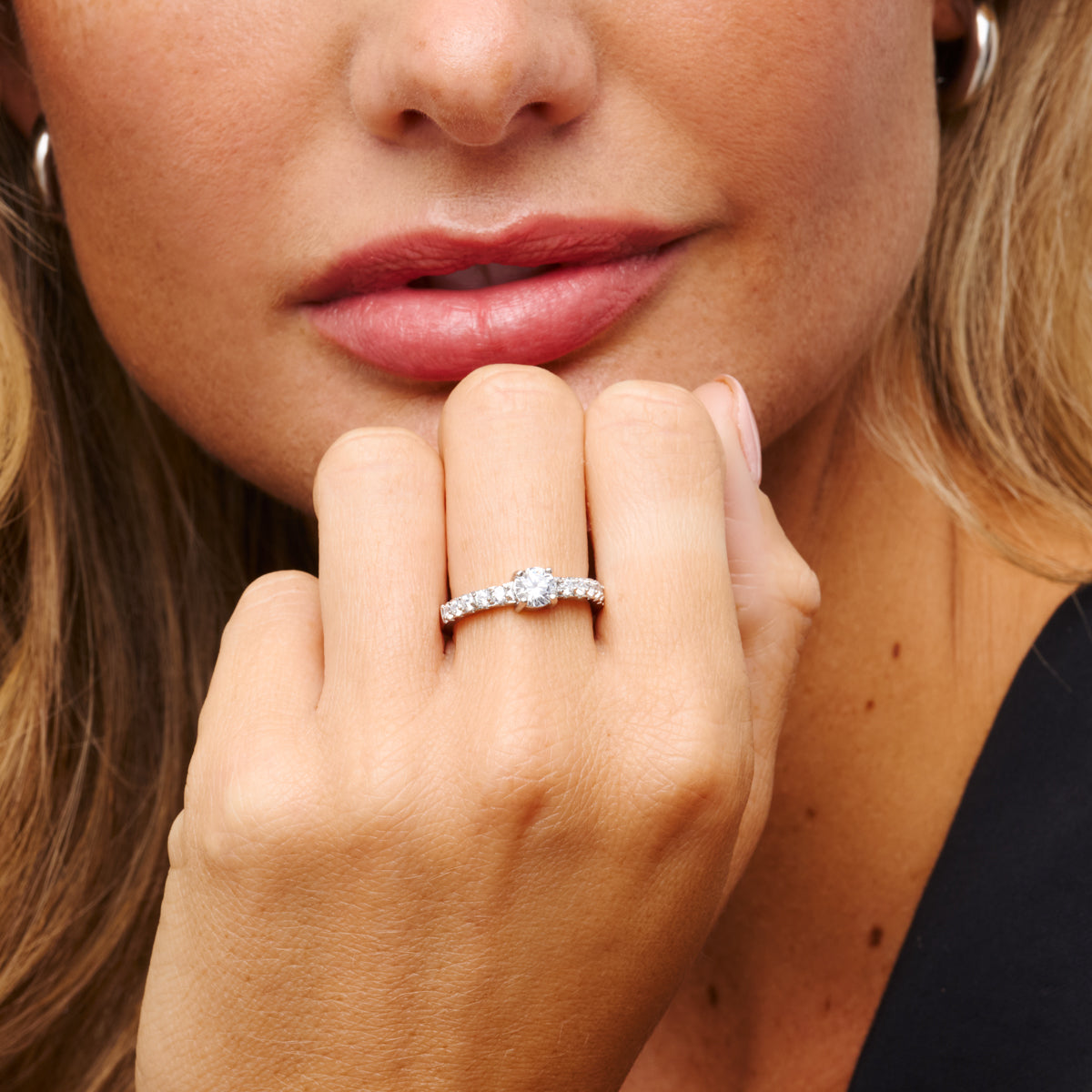Spotlight Crystal Band Ring (Silver)