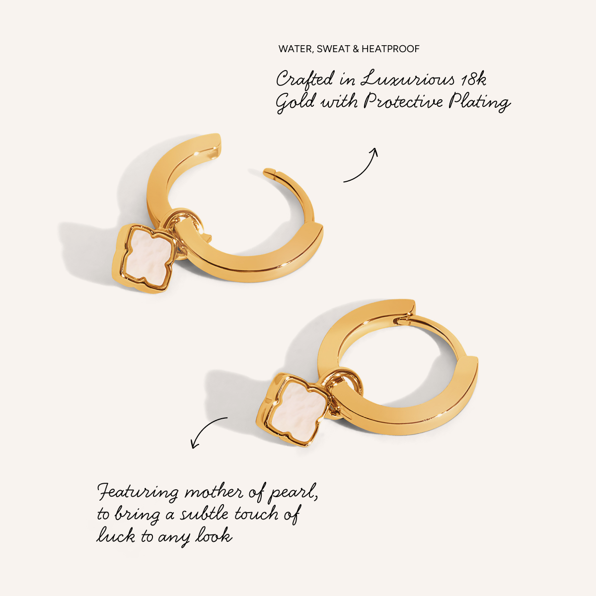 Fine Mini Pearl Clover Huggie Earrings (Gold)