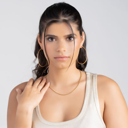 18K Gold Plated 3MM Endless Hoop Earrings