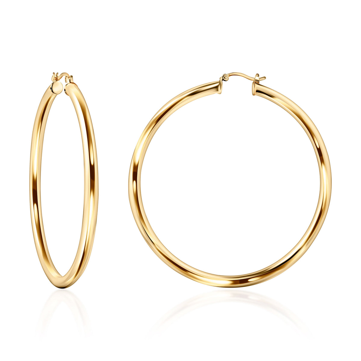 18K Gold Plated 4MM Solid Hoop Earrings