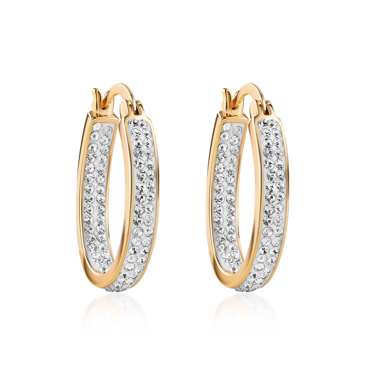 18K Gold Plated Austrian Crystal Hoop Earrings