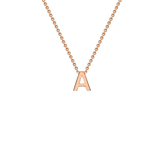 9K Rose Gold 'A' Initial Adjustable Letter Necklace 38/43cm