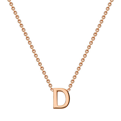 9K Rose Gold 'D' Initial Adjustable Letter Necklace 38/43cm