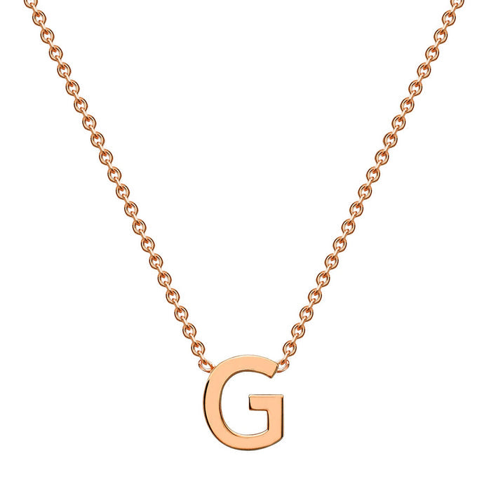 9K Rose Gold 'G' Initial Adjustable Letter Necklace 38/43cm