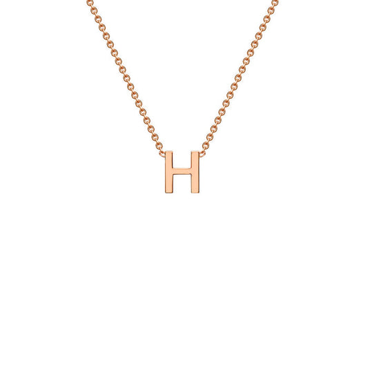 9K Rose Gold 'H' Initial Adjustable Letter Necklace 38/43cm