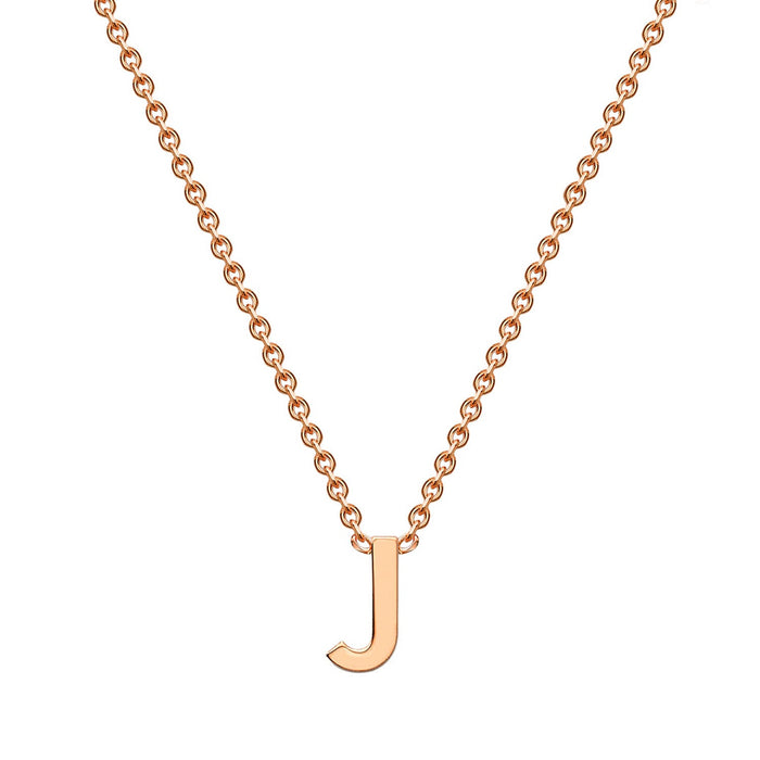 9K Rose Gold 'J' Initial Adjustable Letter Necklace 38/43cm