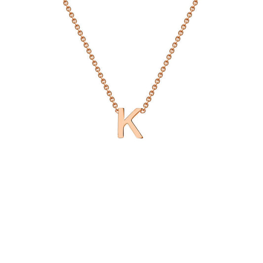 9K Rose Gold 'K' Initial Adjustable Letter Necklace 38/43cm
