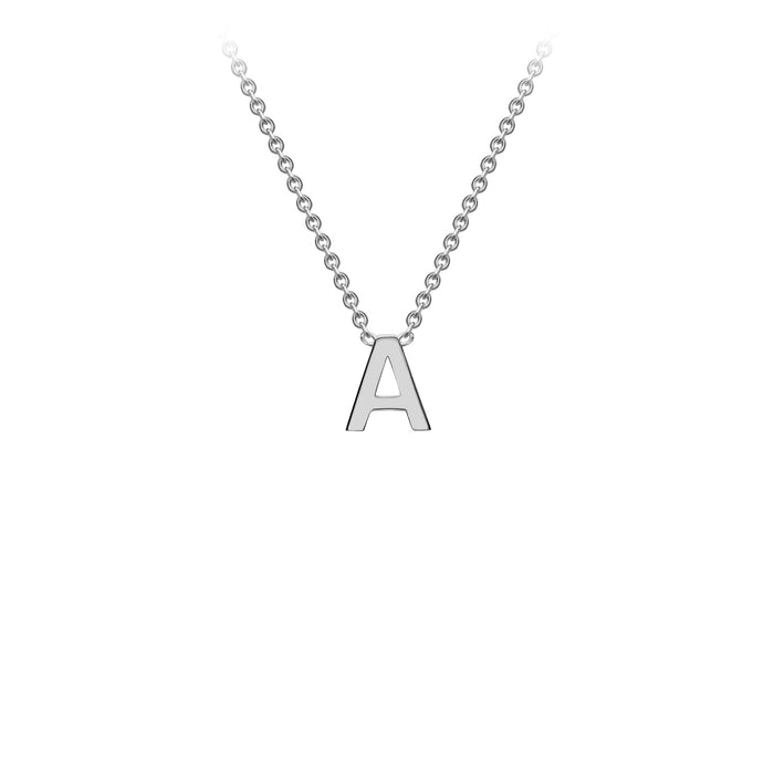 9K White Gold 'A' Initial Adjustable Letter Necklace 38/43cm