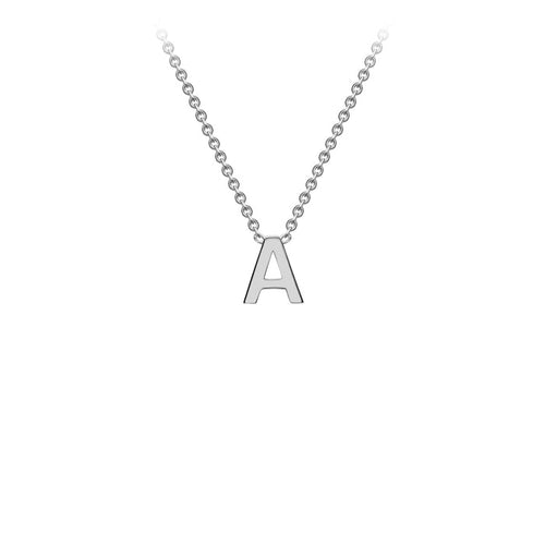 9K White Gold 'A' Initial Adjustable Letter Necklace 38/43cm