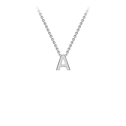 9K White Gold 'A' Initial Adjustable Letter Necklace 38/43cm