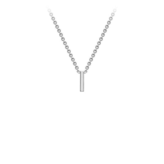 9K White Gold 'I' Initial Adjustable Letter Necklace 38/43cm