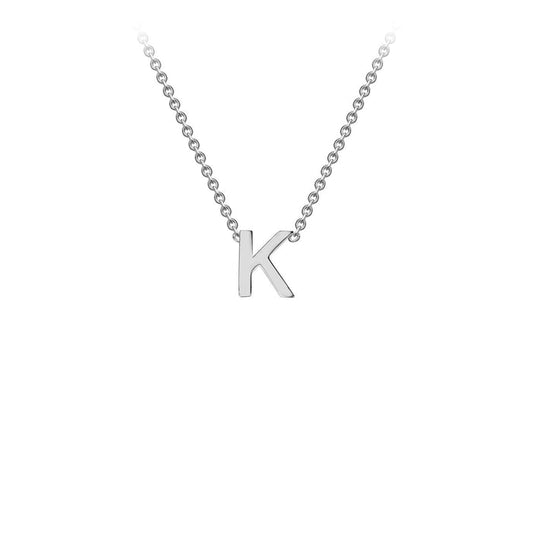 9K White Gold 'K' Initial Adjustable Letter Necklace 38/43cm