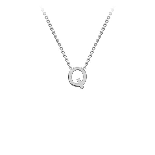 9K White Gold 'Q' Initial Adjustable Letter Necklace 38/43cm