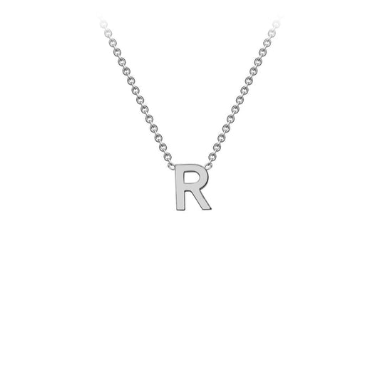 9K White Gold 'R' Initial Adjustable Letter Necklace 38/43cm