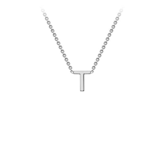 9K White Gold 'T' Initial Adjustable Letter Necklace 38/43cm
