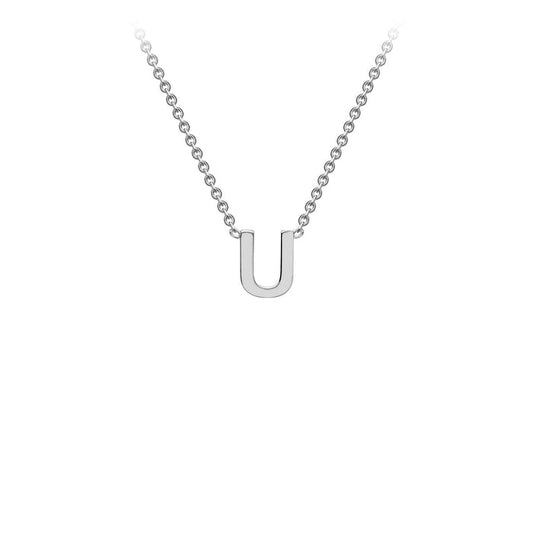 9K White Gold 'U' Initial Adjustable Letter Necklace 38/43cm