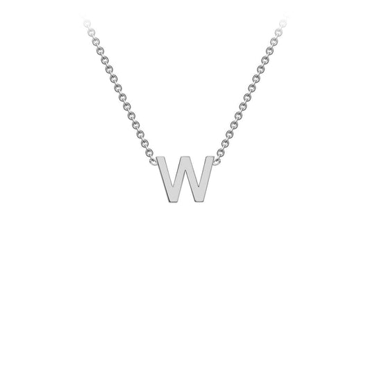 9K White Gold 'W' Initial Adjustable Letter Necklace 38/43cm