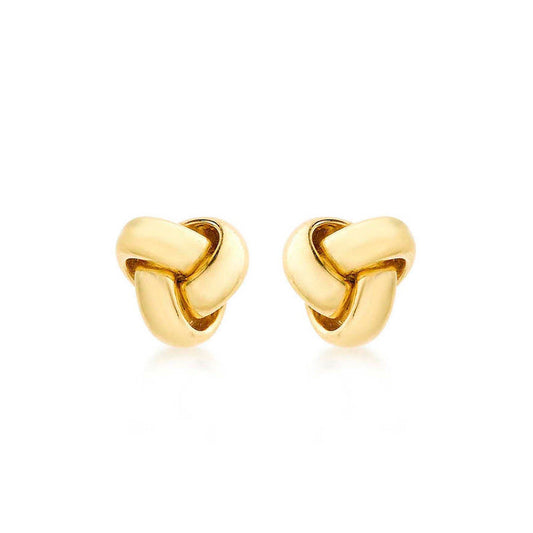 9K Yellow Gold 8mm Knot Stud Earrings