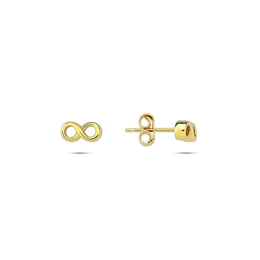 9K Yellow Gold Infinity Stud Earrings